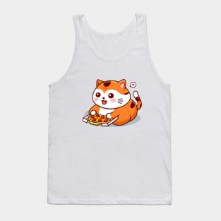 Cute fat cat likes to eat pizza. Tank Top